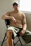 Men's Crew Neck Casual Camel Sweater