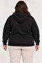 Oversized plus size three-thread fleece-lined hooded full-zip winter sweatshirt - black - 3