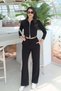 Oysho Fabric Polo Collar Double Zipper Set Black