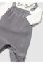 Baby Boy Gray Knitted Jumpsuit Set and Cardigan - 5