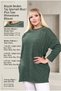 Women's Knitwear Plus Size Women's Seasonal Mother's Blouse Knitted Imported Fabric Stone Embroidered Long Sleeve Side Slits Crew Neck Loose Fit Comfortable Fit Khaki - 8