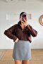 Brown Half-Zip High-Neck Sweater - 3