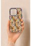 iPhone 15 Pro Compatible Autumn Themed Patchwork Patterned Silicone Case