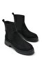 Black Suede Women's Chelsea Boots with Stitched Sole and Elastic - 2