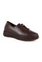 Women's Comfort Shoes L10.104 Brown Genuine Antique Leather Practical Rubber Laces Metal Clay