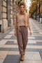Italian Mink Embroidered Pocketed Elastic Waist Shalwar Leg Casual Knitted Trousers 98 68 - 3