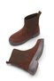 Brown Suede Women's Boots Chelsea Elastic Stitched Sole - 2
