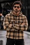 Men's Zippered Hooded Lumberjack Camel Shirt - 5