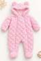 Baby Jumpsuit Plush Welsoft Double Zippered Lined Hooded Teddy Bear Ears Booties for Girls and Boys Unisex