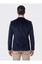 Navy Blue Pointed Collar Slim Fit 6 Drop Men's Casual Velvet Jacket - 3