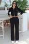 Oysho Fabric Polo Collar Double Zipper Set Black - 3