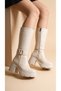 Side Zipper, V Logo Detail, High Comfortable Heel, Women's Short Boots - 3