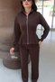 Oysho Fabric Zippered Suit with Tie-On Back in Brown - 2