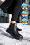Black Genuine Leather Side Elastic Anatomical Winter Rubber Sole Women's Boots Z1114 - 4