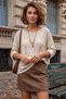 Italian Beige Pool Collar Long Sleeve Casual Mercerized Oversize Knitwear Sweater 63 68
