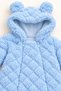 Baby Jumpsuit Plush Welsoft Double Zippered Lined Hooded Teddy Bear Ears Booties for Girls and Boys Unisex - 3