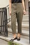 Women's High Waist Side Pocketed Ankle Length Elastic Waistband Lightweight Stretchy Fabric Trousers with Epaulettes - Dark H - 3