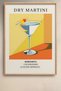 Dry Martini Cocktail Recipe Retro Yellow Orange Framed Art Cocktail Poster Kok15 - 2