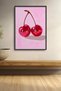 Disco Ball Cherries Pink Framed Painting Cocktail Poster Bar Kitchen Decor Kok03
