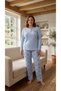 Women's Winter Plus Size Curve Embroidered Patterned Collar Buttoned Long Sleeve Pajama Set