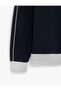Long Sleeve Three Thread Ribbed Crew Neck Color Block Sweatshirt - 3