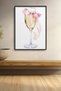 Ribbon Champagne Glass Watercolor Framed Painting Cocktail Poster Bar Kitchen Decor Kok26