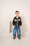 Baby Boy & Child Striped Sweat Leather Jacket and Jeans 3-Piece Set - 2