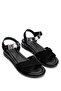 Women's Genuine Leather Black Suede Heeled Sandals - 2