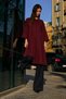 Women's Loose Fit Casual Long Sleeve Stylish Burgundy Cashmere Poncho - 2