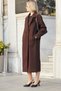 Women's Cashmere Wrap Lined Long Coat with Pockets - Brown - 5