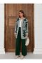 Embroidery Patterned Long Knitwear Cardigan Set 3077 - Emerald Green - 3