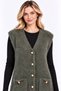 Women's V-Neck 4-Button Pocket Detailed Shardonlu Furry Long Knitwear Vest - 3