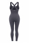 Women's Seamless Sports Jumpsuit with Push up Straps - Cross Back Detailed Sports Yoga Pilates Leggings – Smoked 1850 - 4
