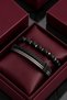 Black Genuine Leather Steel Bracelet and Hematite Natural Stone Bracelet Men's Bracelet Komibini