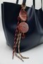 Women's Navy Blue Large Size Zippered Hand, Arm and Shoulder Bag with Laces and Buckle Charms - 4