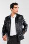 Men's Genuine Leather Black Leather Leather Coat - 2