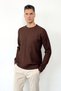 Men's Crew Neck Thick Ribbed Knit Sweater Brown - 27013 - 4
