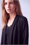 Women's Shimmering Black Viscose V-Neck 3/4 Sleeve Asymmetrical Front Cut Flowy Short Cardigan Stacey - 3