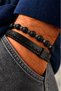 Black Genuine Leather Bracelet and Hematite Natural Stone Bracelet Men's Bracelet Komibini - 2