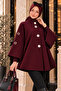 Buttoned Cashmere Poncho Claret Red