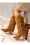 Rodeo Taba Dana Suede 6 cm Heel with Tassel Detail Women's Boots - 5