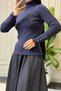 42047 - Stylish Comfortable Basic Viscose Women's Knitwear Short Sweater with Cuff Button Detail