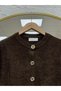 سترة قصيرة ناعمة بأزرار كبيرة -KR6048 بني - 3