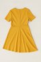 Ribbed Children's Dress with Tie Detail Yellow - 3
