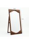 Wooden Framed Rectangular Floor Mirror – Brown - 5