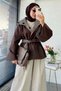 Premium Double-Sided Stand Collar Gabardine Jacket – Brown
