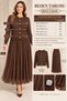 Plus Size Skirt Set with Tutu and Stone-Embellished Skirt, Brown - 2