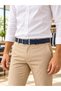 100% Genuine Leather Navy Blue Classic Men's Belt - 4