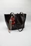 Women's Brown Large Size Zippered Hand, Arm and Shoulder Bag with Laces and Buckle Charms - 3