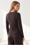Women's Brown Boat Neck Textured Light Transparent Detailed Blouse Blz-19003454 - 2